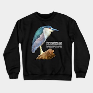 Black-crowned night heron tropical bird white text Crewneck Sweatshirt